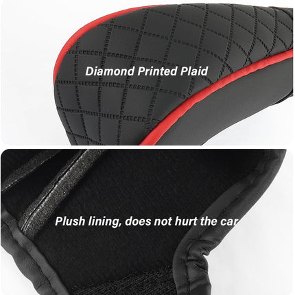 Leather Gear Shift Cover, Diamond Embroidery Shift Knob Protector for Cars Black Red
