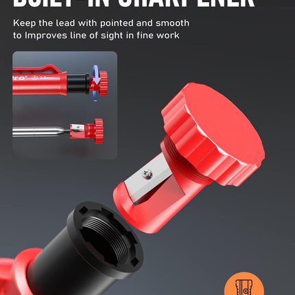 Carpenter Pencil Set with Sharpener – Mechanical Pencils + 26 Refills