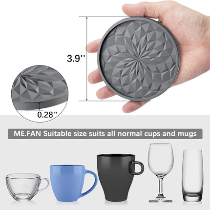 6 Pack Silicone Coasters with Holder, Thick Non-Slip Cup Mats for Hot Cold Drinks
