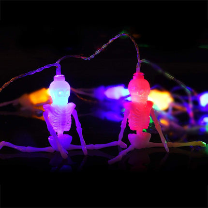 10FT 20LED Skeleton String Lights, Battery Powered, 2 Modes, Halloween Indoor Outdoor