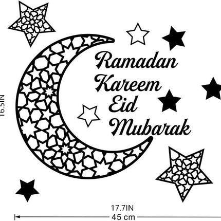 Gold Acrylic Ramadan Mubarak Eid Kareem Sign - Crescent Moon & Stars Wall Decor