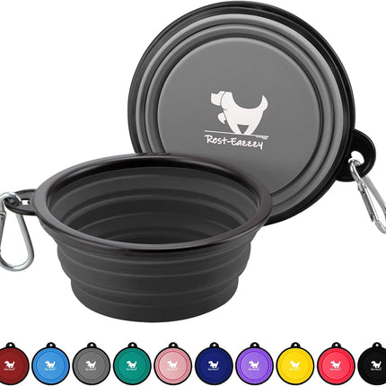 2 Pack Foldable Dog Water Bowls with Carabiners for Outdoor Adventures