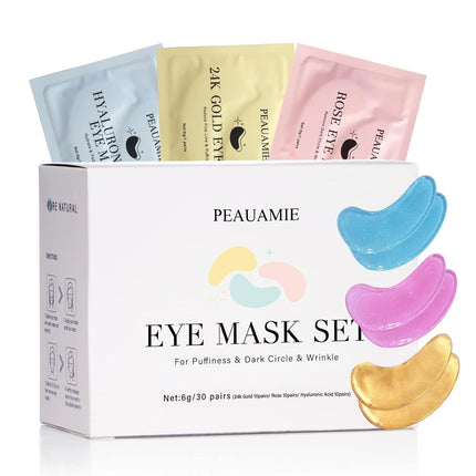 Under Eye Patches Gold & Hyaluronic Acid 30 Pairs for Dark Circles Puffiness