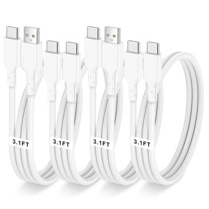 4-Pack 3.1FT 60W Fast Charging Cables – USB-A to USB-C & USB-C to USB-C for iPhone, iPad & More