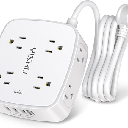 6 Ft Surge Protector Power Strip with 8 Outlets & 4 USB Ports, Flat Plug