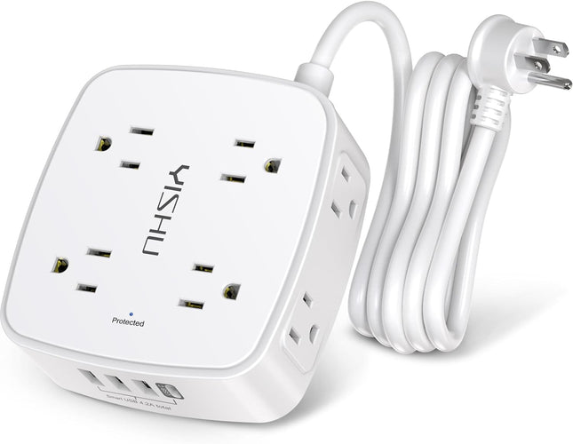 6 Ft Surge Protector Power Strip with 8 Outlets & 4 USB Ports, Flat Plug