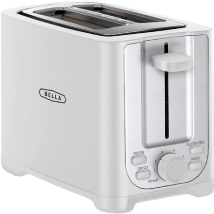 2-Slice Bread Toaster with Wide Slots, Cancel Function, Removable Tray White