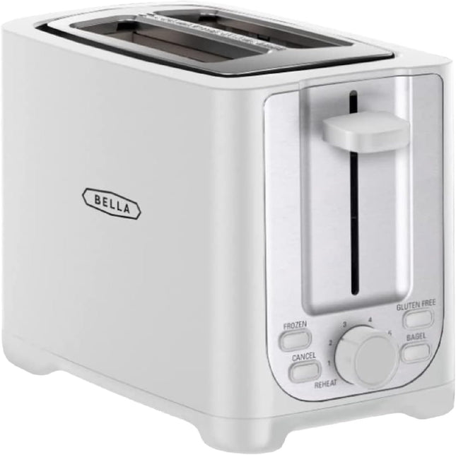 2-Slice Bread Toaster with Wide Slots, Cancel Function, Removable Tray White