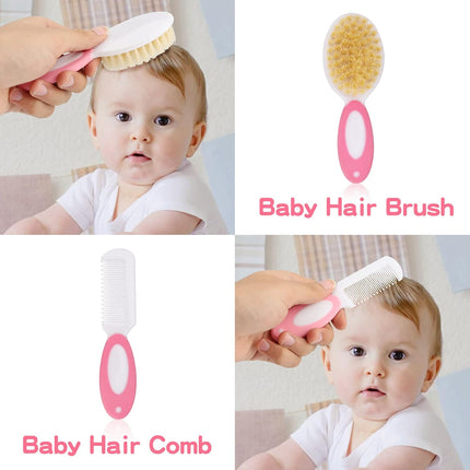 Complete Baby Essentials Kit: Pink 14-PC Grooming Set with Nail Clippers & Hair Brush