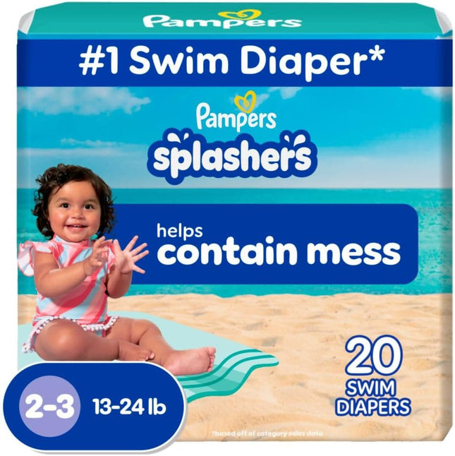 Baby Swim Diapers – Splashers, Size 2–3, 20 Pack, Disposable & Leak-Free