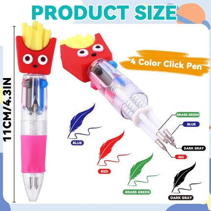 28PCS Fun Pens for Kids – 4-Color Ballpoint, Cartoon Animal, Mini Retractable Pens