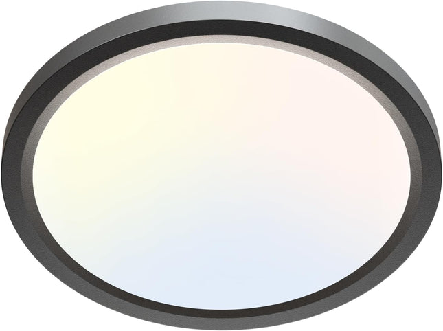 6.5-Inch LED Flush Mount Light – 12W, Adjustable Color Temp 3000K-6500K, Black
