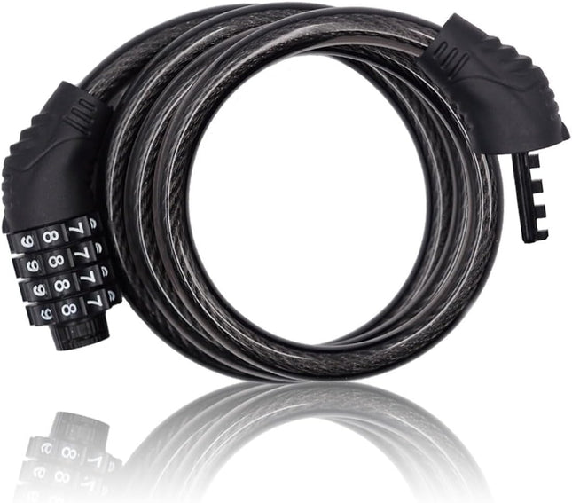 3-Foot Combination Bike Lock – 4-Digit Resettable Cable for Scooter & Bike