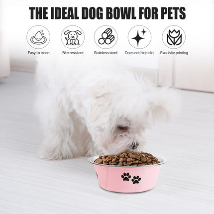 3.6 Cup Stainless Steel Dog Bowl – Skid-Proof, Spill-Resistant, Insulated for All Breeds (Pink)