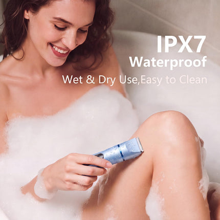 2-in-1 Bikini Trimmer Women, Waterproof Electric Shaver with Ceramic Blade & Type-C Rechargeable