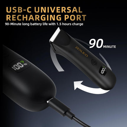 Men Pubic Hair Trimmer Manscape Body Groomer Ceramic Blade USB-C Rechargeable