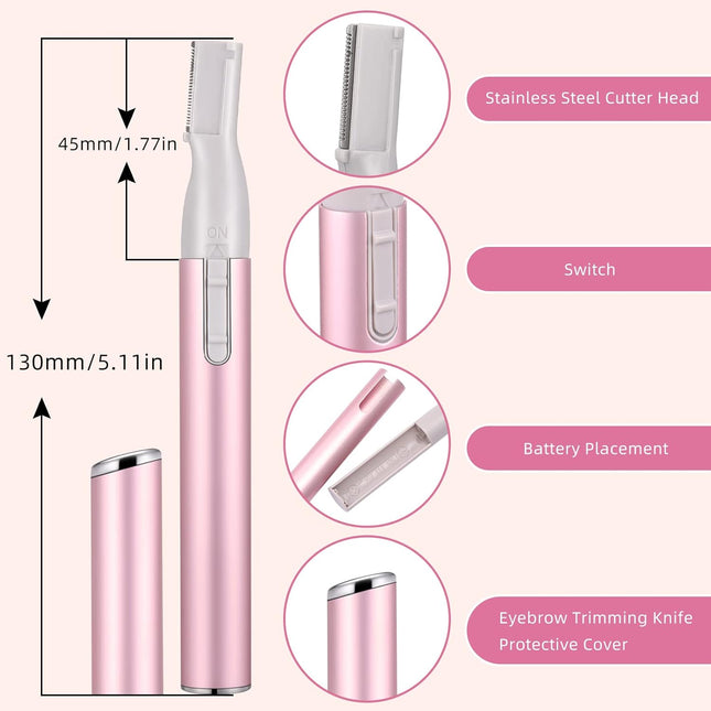 2-Pack Electric Eyebrow Trimmer for Women – Mini Shaver with Comb (Pink & Black)