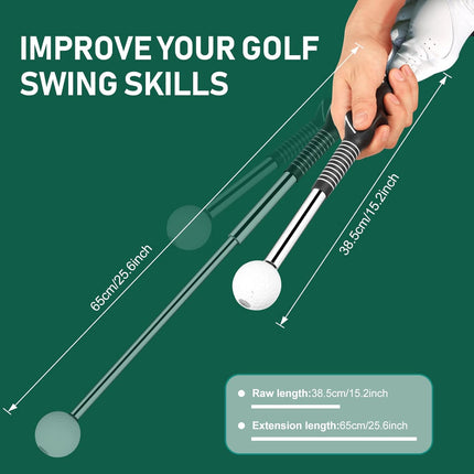 Retractable Golf Swing Trainer Telescopic Grip Training Aid with Arm Band