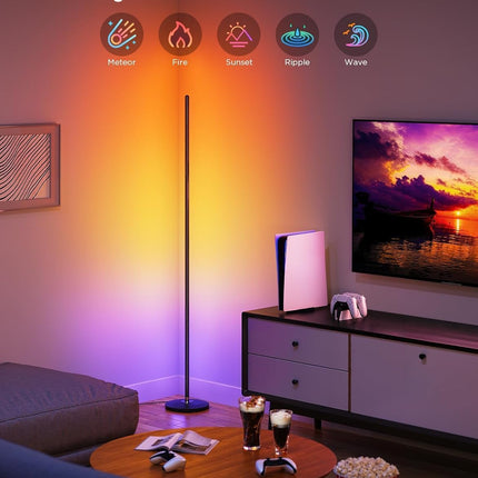 RGBIC Smart Floor Lamp Alexa Enabled Color Changing 1000 Lumen Black