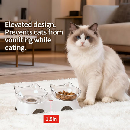 Elevated Cat Bowls – Tilted Anti-Vomiting Bowl for Cats, Puppies & Bunnies