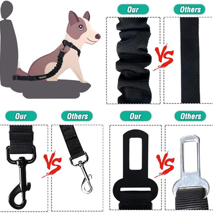3-Piece Dog Seat Belt Set – Adjustable, Retractable, Heavy Duty Nylon