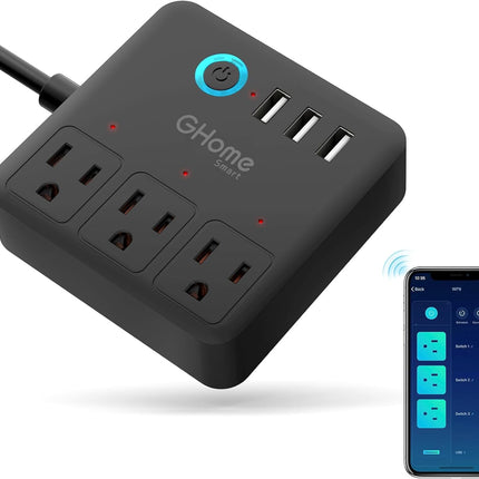 Smart WiFi Power Strip – 3 Outlets, 3 USB Ports, Alexa & Google Home