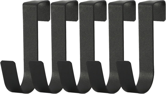 5 Pack Over Cabinet Door Hooks, Black Single Towel Hooks for 3/4" Doors