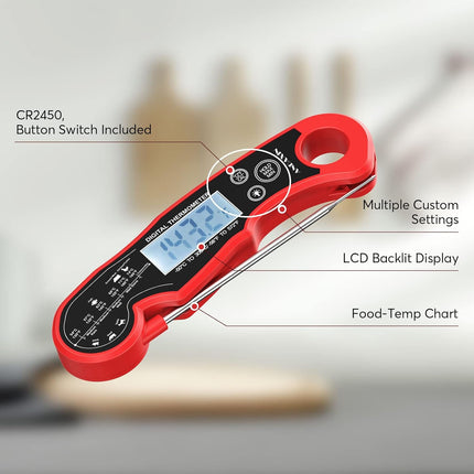 Digital Meat Thermometer Instant Read Waterproof BBQ Grill Backlight