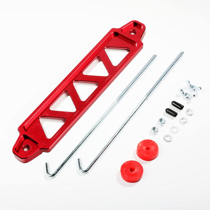 Car Battery Hold Down Bracket, 10in J-Bolts Aluminum Alloy Battery Tray, Red