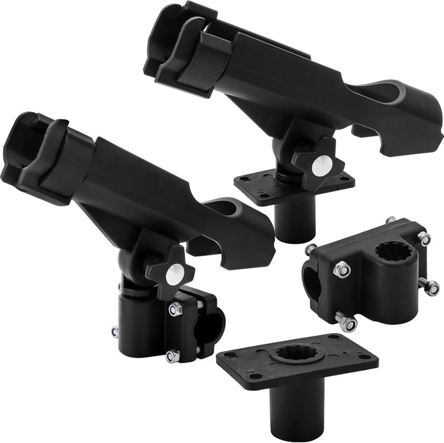 2-Pack Fishing Rod Holders with Adjustable Combo Mount, Black Finish