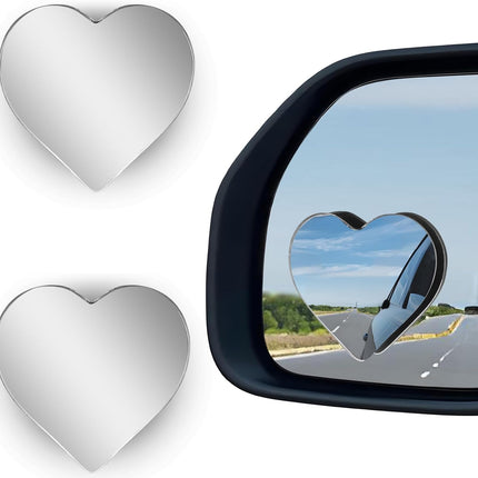 2Pcs Heart Shaped Blind Spot Mirrors – Adjustable, Wide Angle Convex, Universal Fit