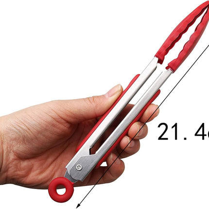 4Pcs Silicone Kitchen Tongs 7in Stainless Steel Heat Resistant Locking Grip