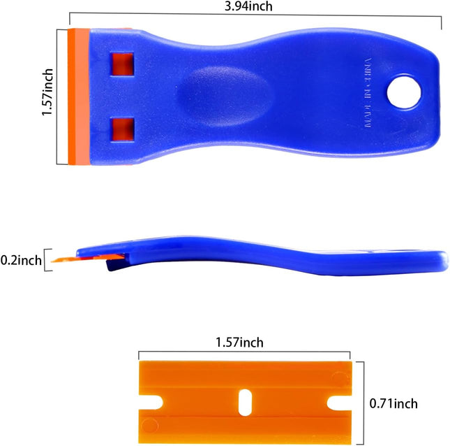 4PCS Plastic Razor Blade Scraper & 120PCS Blades – Sticker, Adhesive, Decal Remover