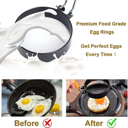 4-Pack 3" Stainless Steel Egg Rings, Nonstick Egg & Pancake Molds for Griddle