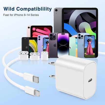 20W USB C Power Adapter with Long Lightning Charging Cable iPhone iPad