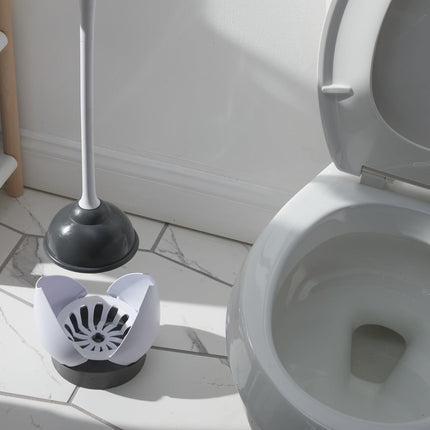 Toilet Plunger with Hideaway Holder Caddy Heavy Duty Bathroom Unclogger