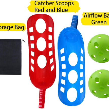 Scoop Ball Toss and Catch Game Set with 4 Scoops, 2 Balls and Storage Bag for Families