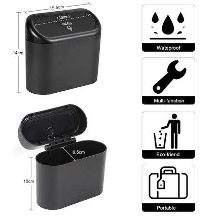 2-Pack Mini Car Trash Can with Lid & 150 Trash Bags – Car Garbage Bin for Front & Back Seats