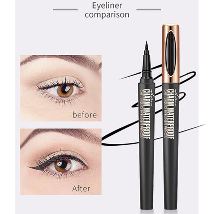 2 Pack Mascara Eyeliner Set 4D Silk Fiber Waterproof Smudge Proof Makeup