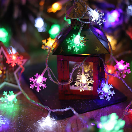 9.8FT 20 LED Snowflake String Lights Battery Operated Colorful Christmas Lights