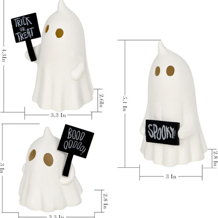 3-Piece Lighted Halloween Ghost Decor, Cute Tabletop Decorations for Home Indoor