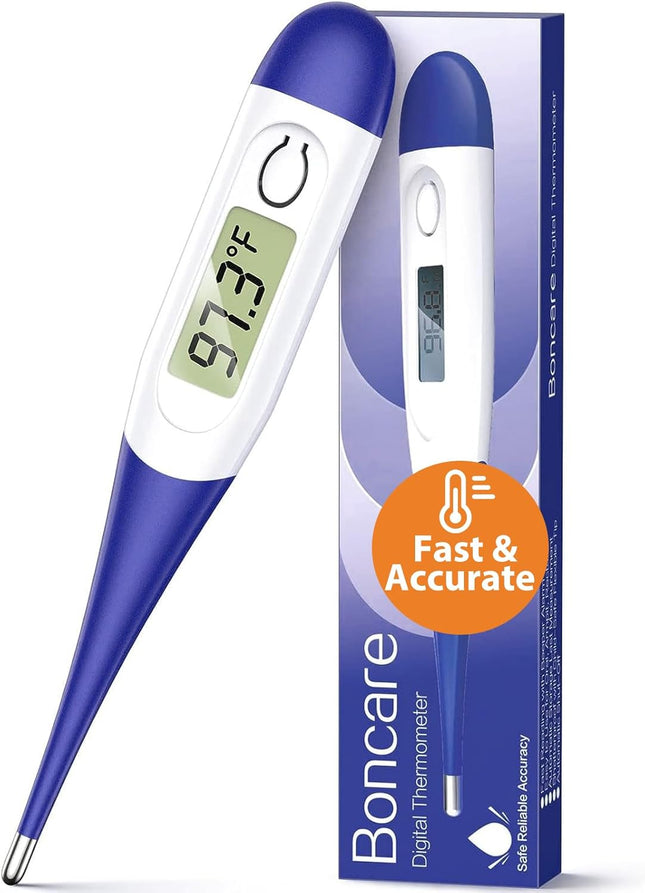 Digital Thermometer for Adults & Kids – 10-Second Rectal/Oral, Fever Alarm, Safe for Baby