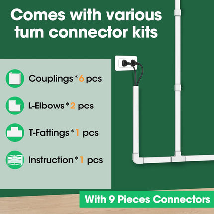 Cord Hider Kit 110in – Self-Adhesive, Paintable Cable Covers for Wall TV Wires, 8-Pack
