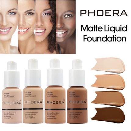 2-Pack PHOERA Soft Matte Foundation – 24HR Full Coverage, Oil Control, 30ml