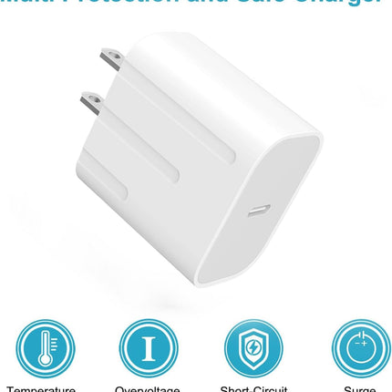 2-Pack 20W USB-C Fast Charging Adapter – Compatible with iPhone, iPad, Galaxy & More (White)