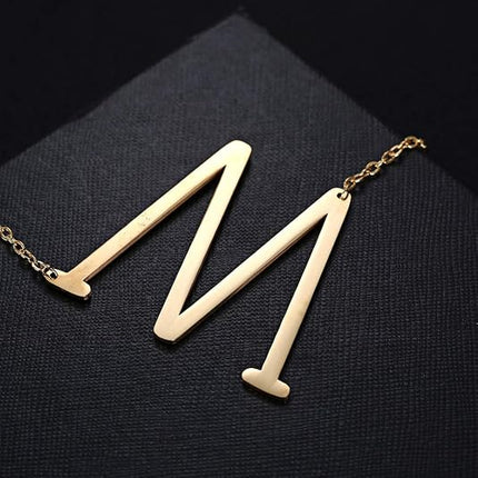 Sideways Initial Necklace Women 18K Gold Plated Large Letter Pendant Jewelry