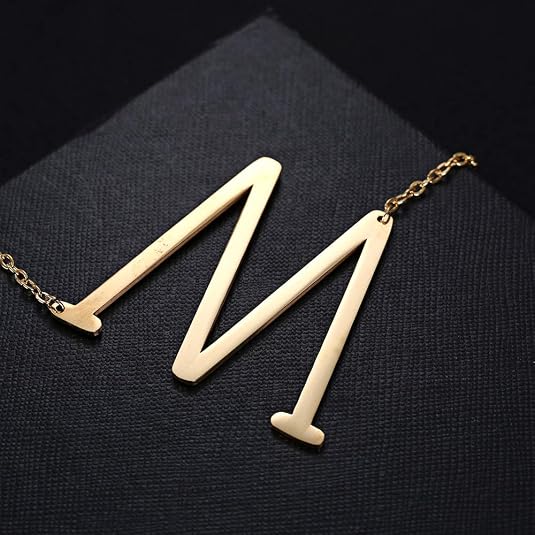 Sideways Initial Necklace Women 18K Gold Plated Large Letter Pendant Jewelry