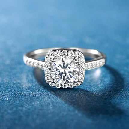 18K White Gold Plated CZ Halo Ring – Promise, Engagement, Eternity Ring