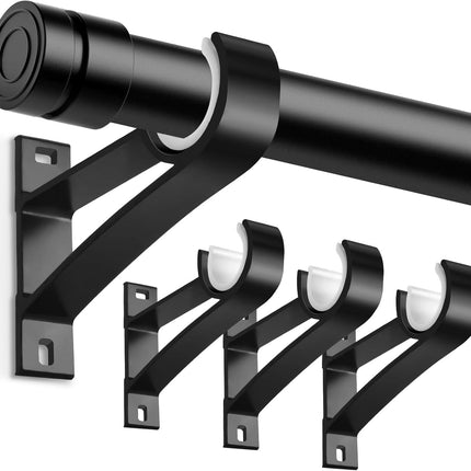 4 Pack Heavy Duty Curtain Rod Brackets Black Holders for 1 Inch Rods