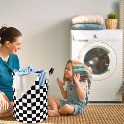 Boys Laundry Hamper – Kids Toy & Clothes Organizer Bin, Racing Flag Design